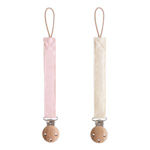 ​​Mushie Linen Pacifier Clip - 2 Pack​ - Blush/Cream